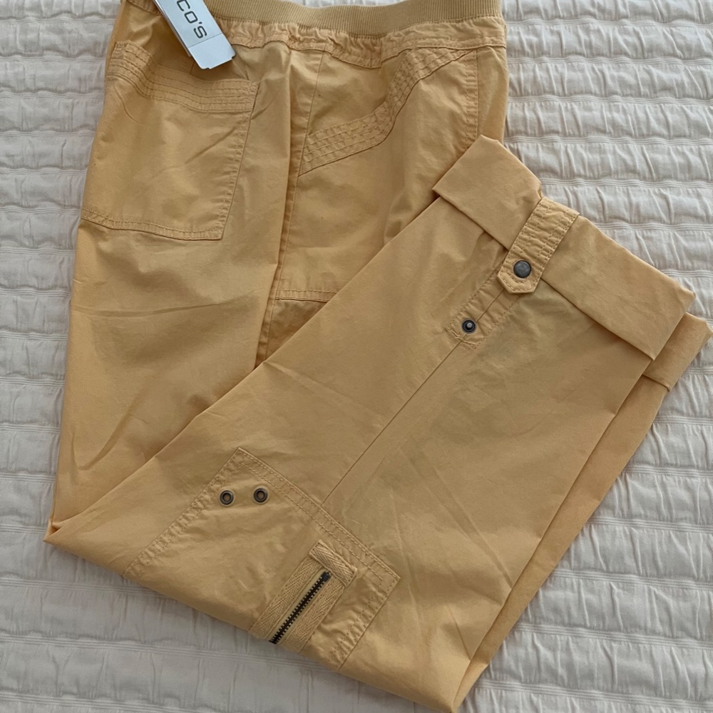 Chico's Cargo Pants with Comfortable Waist and Nail Head Embellishments